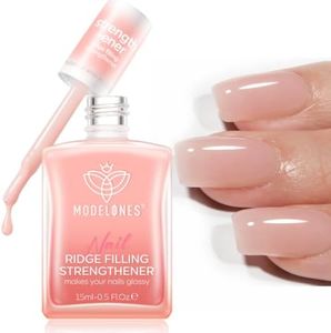 Modelones Nail Strengthener for Damaged Nails Extra Strong Nail Hardener Nail Growth Treatment Ridge Filler Nail Repair Strengthening Polish for Thin Brittle Cracked Nails Nude Pink 15ml