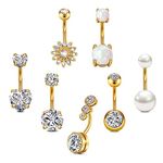 VCMART 7pcs 14G Belly Button Ring Gold Belly Button Rings Surgical Steel Belly Rings for Women Navel Rings Navel Piercing Jewelry Belly Button Piercing Jewelry