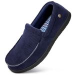 VeraCosy Men's Moccasin Slippers Comfy Soft Slip-on Memory Foam Indoor House Shoes Sailor Blue,9 UK