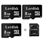 Lerdisk Factory Wholesale Pack of 3 Micro SD Card 8GB U1 UHS-I C10 in Bulk MicroSDHC Produced by 3C Group Authorized Licencee (8GB)