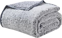 EMME Fuzzy Fleece Throw Blanket 152 x 203 cm Size Ultra Soft Warm Sherpa Blanket Microfiber Cozy Blanket for Couch Sofa Lightweight Fuzzy Thick Reversible Couch Blanket(Grey, 152 x 203 cm)