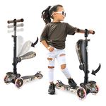 11 Wheeled Scooter for Kids - Stand & Cruise Child/Toddlers Toy Folding Kick Scooters w/Adjustable Height, Anti-Slip Deck, Flashing Wheel Lights, for Boys/Girls 2-12 Year Old - Hurtle