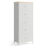 SONGMICS Dresser for Bedroom, Fabric Dresser with 5 Drawers, Metal Frame, Small Chest of Drawers, Camel Yellow and Cream White ULTS315W01