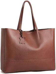 ADORATTI Italian Leather Tote Bag for Women - Large Shoulder Shopper, Fits 16” Laptop, Keychain Holder, Made in Italy - Chocolate Brown