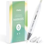 Ohuhu Alcohol Markers Colorless Blenders - Pack of 6 Alcohol Based Ink No.0 Blender Brush Pen of Ohuhu Markers for Easy Blending Layering with Alcohol Markers