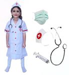 Fancy Steps Nurse Coat dress for Kids | Nurse dress Costumes for boys & girls | Nurse dress and Stethoscope, Mask, Injection,Headgear (Set Of 5) 2-3Yrs