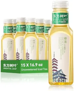 ORIENTAL LEAF Unsweetened Iced Tea – Bottled Green Tea, 16.9 FL oz bottles (Pack of 15), Brewed Tea Drinks, Sugar Free, 0 Calories