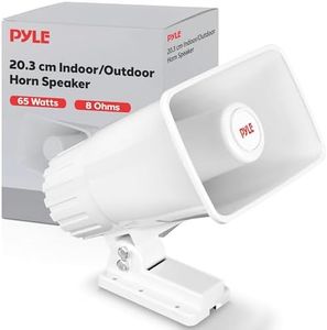 Pyle Indoor/Outdoor PA Horn Speaker - 8” Portable PA Speaker with 8 Ohms Impedance & 65 Watts Peak Power - Mounting Bracket & Hardware Included PHSP5, White