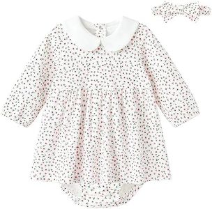 pureborn Baby Girls Long Sleeve Cotton Dress with Bloomer Playwear Dress with Headband Pink Flower 6-9 Months