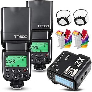 Godox 2X TT600 HSS 2.4G Wireless Master/Slaver Flash Speedlite & Receiver Godox X2T-C Remote Trigger Transmitter Kit Built-in Godox X System Compatible for Canon cameras