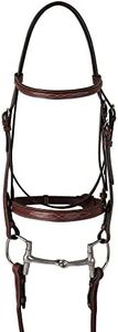 Huntley Equestrian Classic Fancy Stitched Hunter Bridle with Reins - Handcrafted Noseband Brow Band & Reins Durable Italian Leather - Medium Pony