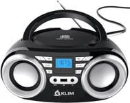 KLIM B3 Portable CD Player Boombox with FM Radio, Bluetooth, USB, AUX, and FM Radio Dual Speakers, EQ Sound Effects, 20 Preset Stations, Compact and Lightweight