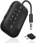 SONRU 2025 Newest Bluetooth 5.3 Transmitter & Receiver, Supports 2 Headphones Dual Connection, aptX-Low Latency Bluetooth Adapter, 3.5mm Aux Jack Audio Transmitter for TV/Plane/Travel/Gym/Car, Black