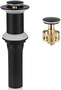 Pop Up Drain Stopper without Overflow, Bathroom Lavatory Vanity Vessel Detachable Basket Sink Drain, Black