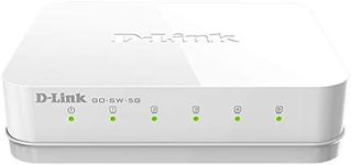 D-Link 5 Port Gigabit Unmanaged Desktop Switch, Plug and play, Fanless design, IEEE 802.3az Energy-Efficient Ethernet (EEE), 3-Year Warranty (GO-SW-5G)