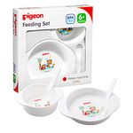 Pigeon Feeding Set,For 6 + Month Babies,Pack of 1 Feeding Set with Stopper Spoon,BPA Free,White