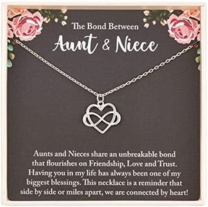 RareLove Aunt Gifts,Aunt Christmas Gifts,Gifts for Aunt Gifts from Niece,925 Sterling Silver Tiny Infinity Heart Necklaces for Women,Aunt Niece Necklace