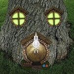 ALLADINBOX Fairy Gnome Home Miniature Window and Door with lamp for Trees Decoration, Glow in Dark Fairies Sleeping Door and Windows, Yard Art Garden Sculpture, Lawn Ornament Halloween Décor