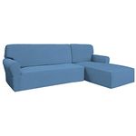 Easy-Going Stretch Sofa Slipcover 2 Pieces L-Shaped Sofa Cover Sectional Couch Cover for Living Room Jacquard Fabric Chaise Lounge Slipcover with Elastic Bottom for Dogs Kids Pets(X-Large,Light Blue)