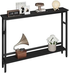 GAOMON 5.9" Narrow Sofa Table, 2 Tier Skinny Console Table with Adjustable Shelf, Slim Behind Couch Table for Living Room, Entryway, Hallway, Foyer - Black