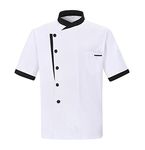 Nanxson Unisex Chef Jacket Men's Chef Coat Restaurant Kitchen Chef Uniform CFM0016, White Shortsleeve, Medium