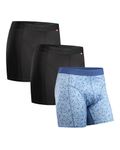 DANISH ENDURANCE Men's Sports Trunks, Breathable, Soft, Quick Dry, 3 Pack, Multicolor: 2 x Black, 1 x Blue Mosaic, Medium