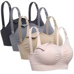 DCLUB Lataly Women Nylon Lataly Womnens Sleeping Nursing Bra Wirefree Breastfeeding Maternity Bralette Size Large, 4 Pcs/Pack,Multi