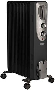 Russell Hobbs 650W Oil Filled Radiator, 9 Fin Portable Electric Heater - Black, Adjustable Thermostat, Safety Cut-off, 20 m sq Room Size, ‎RHOFR5002B-AZ, 2 Year Guarantee