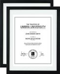 Umbra Document Frame (2-Pack)- 11x14 Picture Frame, Floating Frame for Displaying 8-1/2x11” or 11x14” Document, Diploma, Certificate, Photo or Artwork, Black