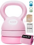 kure.fit Adjustable Kettlebell | 2.3 kg– 5.4 kg | Home Gym Kettlebell & Fabric Resistance Band Set | For Strength, Cardio, Full-Body Training | Ideal for Women & Beginners | Pink