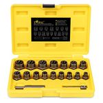 Topec 18-Piece Stripped Bolt Extractor Kit, 3/8" Drive Rounded Bolt Remover, Lug Nut Removal Tool with Hex Adapter, Bolt Nut Extractor Socket Set for Broken, Damaged Bolts, Nuts & Screws