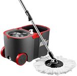 Dr Fussy 360 Degree Spin Rotating Mop and Bucket Set with Wheels and 4 Microfibre Mop Heads