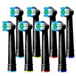 Yanaboo Toothbrush Heads Compatible with Braun Oral B Electric Toothbrushes, Black Precision Clean Replacement Brush Head Fit Professional Care and More Vitality Pro Smart Genius Series (Pack of 8)