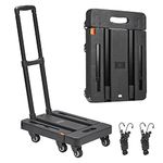 Folding Hand Truck 500 lbs Capacity, JUXANOS 360° Rotating Wheel Folding Trolley Luggage Cart Platform Cart for Luggage, Travel, Shopping, Auto, Moving and Office Use