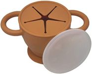 BraveJusticeKidsCo | Snack Attack II Snack Cup | Collapsible Silicone Snack Container | Toddler and Baby Snack Catcher Lid (Honey Ginger)