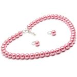 Taruna Biyani Rose Pink Imitation Pearl 10mm Bead Size Strand Necklace Mala Set for Women Big Beads Size 18" Length (PPS114)