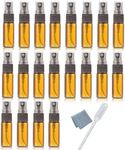 Elfenstall- 20pcs Amber 5ml 1/6oz Atomizer Vial Glass Bottle Spray Refillable Perfume Empty Fine Mist Sample Bottle Clean Cloth Free 3ML Pipette for Travel Party