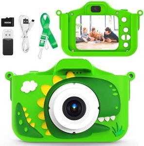 Lyiazsoy Kids Camera Toys for 3-8 Year Old Boys,Children Digital Video Camcorder Camera with Cartoon Soft Silicone Cover (Green Dinosaur)