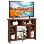 COSTWAY TV Stand for TVs up to 48", Wooden TV Cabinet Media Entertainment Center with Adjustable Shelves & Cable Manage Holes, Living Room TV Unit Console Table for 18" Electric Fireplace (Coffee)