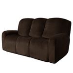 Easy-Going 8-Pieces Recliner Sofa Covers Velvet Reclining Couch Covers for 3 Seat Reclining Sofa Slipcovers Thick Soft Washable (Sofa, Brown)