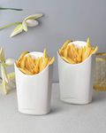 Ariane - Fine Porcelain Finger Food Pockets, Snacks French Fries, Vegetables Holder, White, Set of 2