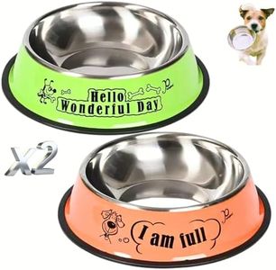 Set 2 Ciotole Acciaio Inox Cani Gatti Animali Domestici 400 ml 20 cm Ciotola Cucciolo Dog Bowl Taglia Grande Media Piccola Coppia Colore Maschio Femmina (2 ARANCIO - VERDE FUN)
