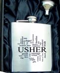 Lucy G USHER 6oZ Hip Flask HF500 can be Personalised Engraved Free in silk lined gift box