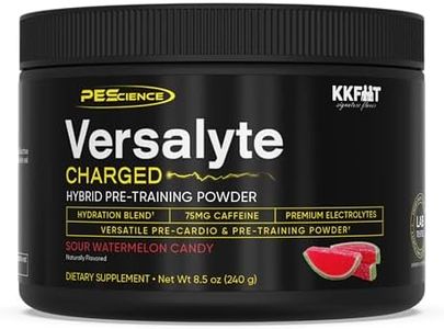 PEScience Versalyte Charged, Electrolyte Powder with Caffeine, Sugar Free, Sour Watermelon Candy, 30 Servings Packets, Hydration Powder Plus Energy for Hybrid Training