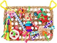 KATUMO Bird Toys, Large-Sized Parrot Foraging Wall Grass Mat Conure Chewing Hanging Toys Cockatiel Climb Hammock Parakeet Toys for Small-Medium Birds