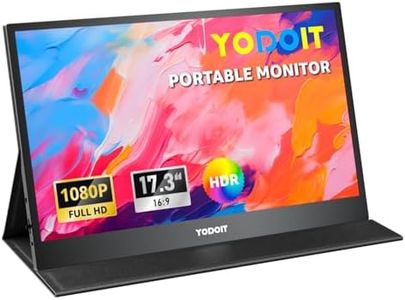 Yodoit Portable Monitor 17.3" 1920×1080 FHD Monitor Screen IPS Display with USB Type C Port and Built-in Speakers with Smart Cover Monitor Compatible with PC, Laptop, MacBook, Xbox