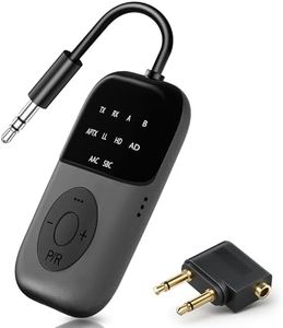 SOARUN Newest Bluetooth 5.4 Transmitter Receiver, Dual Pairing, 24H Long Playtime, Mic for Calls, 2-in-1 Wireless Aux Bluetooth Audio Adapter for Airpods,TV, Airplane, Headphone, Speaker, Car, Gym