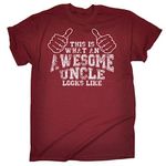 Funny Novelty This is What an Awesome Uncle Looks Like (L - Maroon) New Premium Men's T-Shirt Slogan Clothing Joke Vintage Retro t Shirt top Girl boy Men Women ts Tee Tshirt Mens Tshirts tees Buy shi