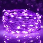 cshare Halloween String Lights, Tent Lights Battery Operated 9.8ft/3m 30LEDs String Lights,IP65 Waterproof Silver Copper Wire LED Firefly Lights for Christmas Tree Halloween Decorations (Purple)