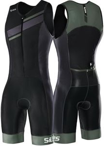 SLS3 Triathlon Suits Mens Elite Sleeveless Tri Suit Men - Trisuit Triathlon - Full Zip, Quick Dry, Italian Chamois, Internal and Rear Pockets (Stealth, Large)
